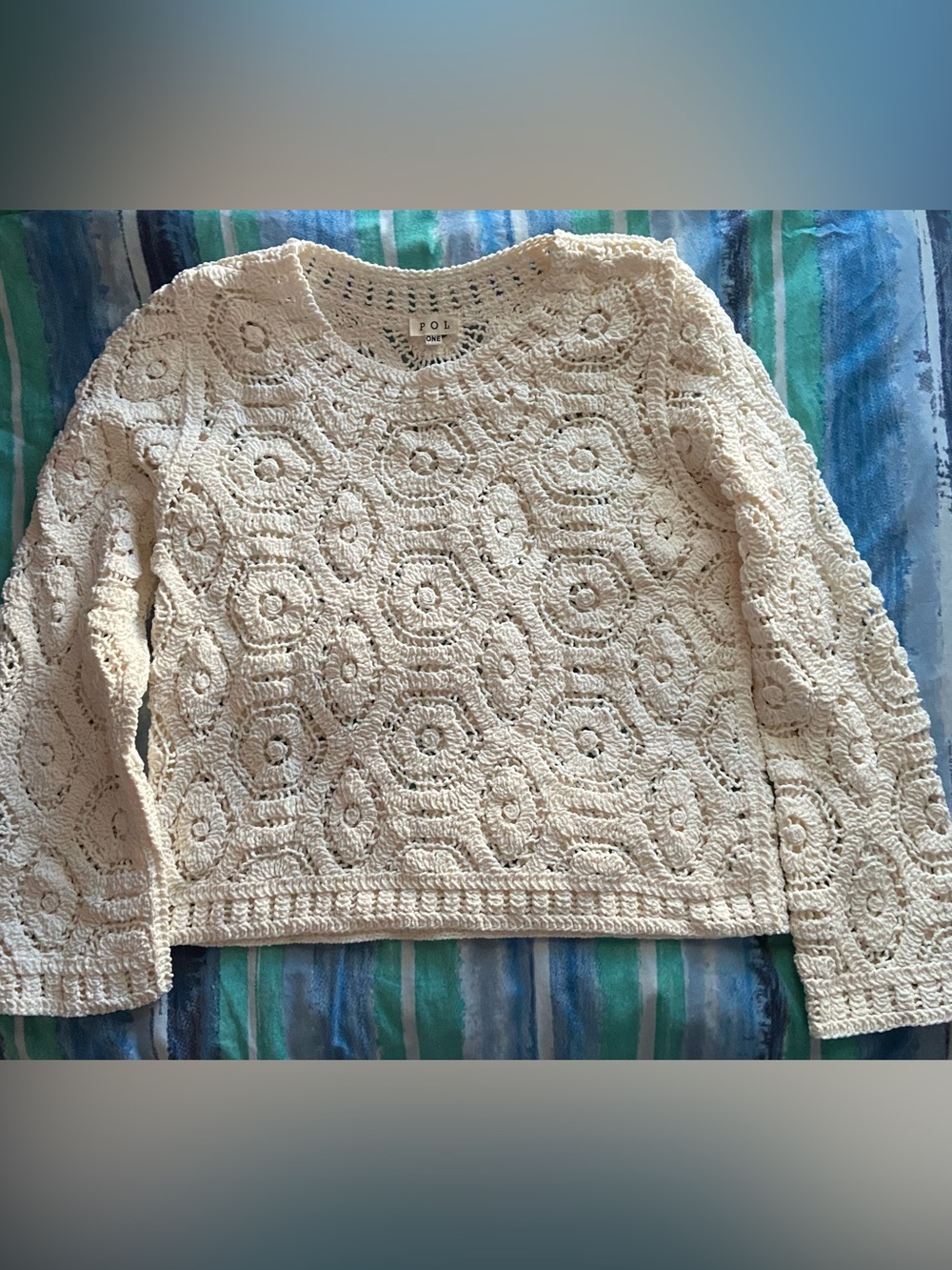 POL Cream Crochet Sweater one size fits XS-Med